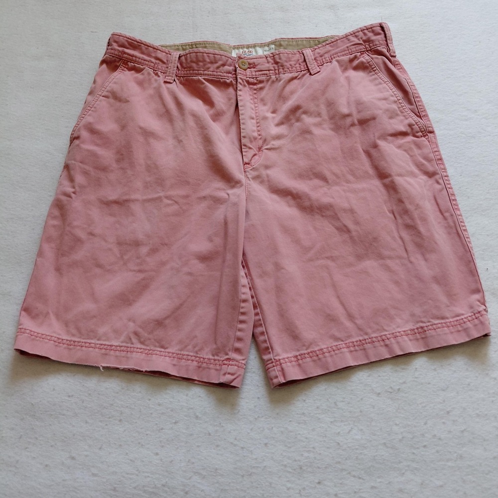 Izod Saltwater Chino Shorts Mens Pink 40x10.5 Cotton Casual Preppy Flat Front